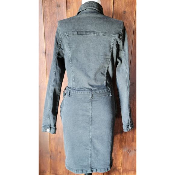 Belted Western Dress Women US 10 UK 14 Charcoal Grey Bodycon ASOS Parisian Tall - Picture 12 of 16